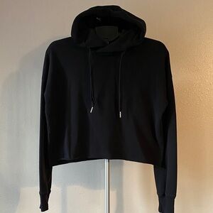 Abercrombie & Fitch Black Cropped Hoodie Women’s Small Raw Hem